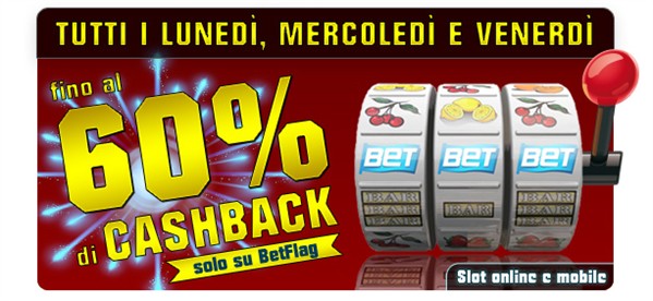 Betflag ti regala un bonus casinò fino al 60% delle giocate non vincenti