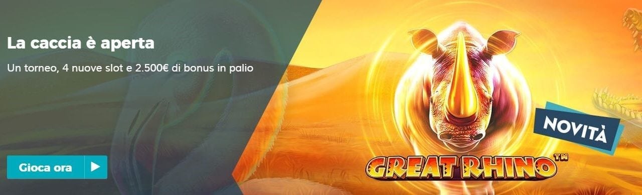 StarCasinò ti porta nella Savana con il torneo Great Rhino